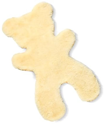 Fellhof® Babyunterlage BÄRLIBU für Babyschale und Babywanne aus 100% Merino-Lammfell mit rutschfester Unterseite in Bärenform, waschbar creme