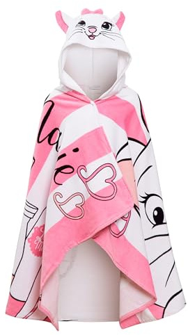 Disney Aristocats Marie Hooded Towel For Girls Marie Poncho 100% Cotton Kids Beach Towel Bath Towel Swimming Wrap Kids Changing Robe