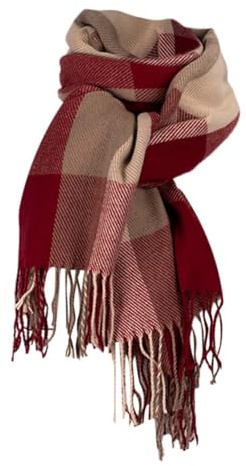 Damen Winter Schal Kariert übergroßer Deckenschal, Karo Tartan Streifen Plaid Muster Oversized Fransen Poncho, Mischfarbe, Einheitsgröße