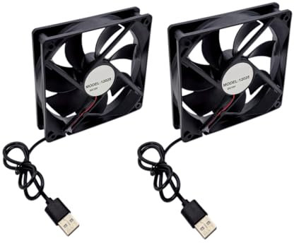 JZK 2 ventole USB 120 x 120 x 25 mm, DC 12 V, 12 cm, 0,08 A, 1500 rpm, 12025, silenziose ventole DC senza spazzole da 120 mm, per gelatiera, termoventilatore, radiatore PC, ventole per alloggiamento