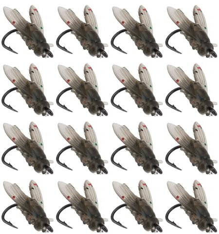 Create idea Lot de 50 Appâts de Pêche à La Mouche Bioniques Appâts Souples Hameçons Souples Appâts de Pêche à La Mouche de Couleur Petits Hameçons pour 3 à 5 Poissons Blancs Liang Noir 10 mm