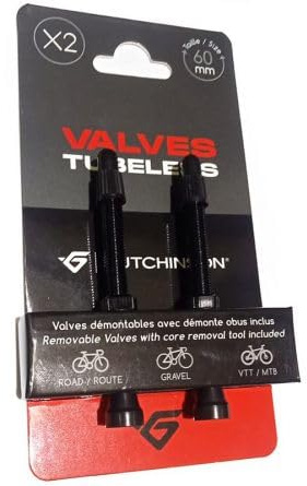 HUTCHINSON - Valvole Tubeless x2 - Universali - Impermeabili e durevoli - Accessorio per bicicletta - Facile da usare - 60 mm