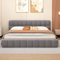 Polsterbett 140x200, Doppelbett mit Bettkasten, Bubble Bett Jugendbett mit Lattenrost und Gepolstertes Kopfteil, Flachbett Gästebett, Leinen Beige,ohne Matratze (grau, 140x200 cm)