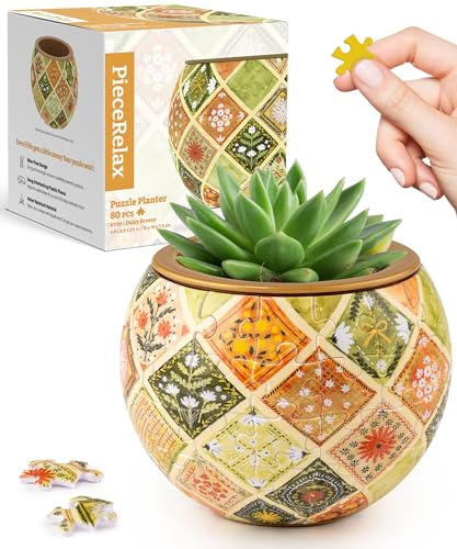 PieceRelax 3D Puzzle Blumentopf - Daisy Breeze, 3D Puzzle Erwachsene, DIY-Pflanztopf zum Selbstbauen, Entspannendes Geschenk für Pflanzenliebhaber, Geschenkidee, 80 Kunststoffteile [K1129]