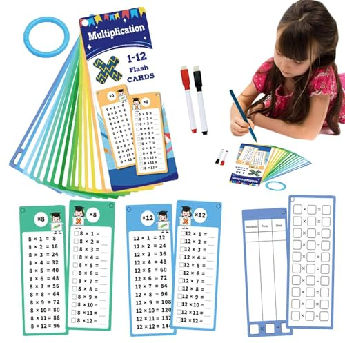 Times bord flashkort, multiplikation flashkort – addition flashkort, 2 pennor, interaktivt pedagogiskt spel, dubbelsidig för barn