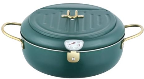 Freidora de aire de papel de acero inoxidable, freidora japonesa de acero inoxidable con tapa, control de temperatura y filtro de goteo de aceite, apto para cocina (verde claro, 33 x 24 pulgadas, 8 x