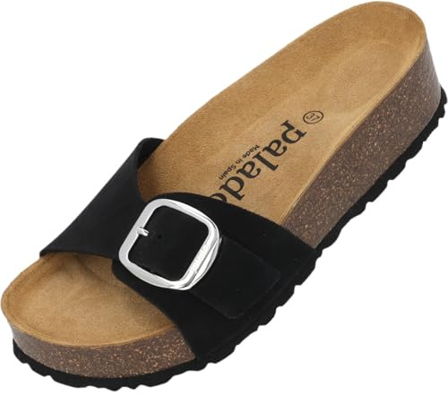 Palado Damen Pantoletten Jelia PL - bequeme Sandalen Made in Spain - Hausschuhe mit dämpfendem Kork-Fußbett - modische Sommerschuhe