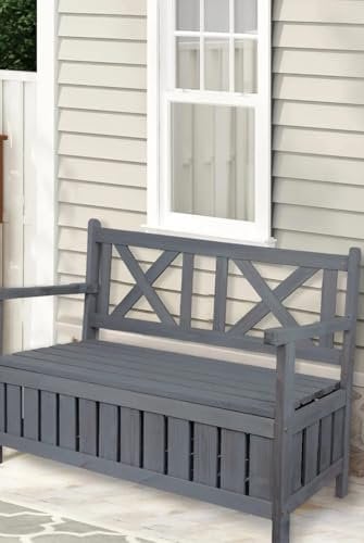Wooden Garden Storage Bench Outdoor Patio Seating – Weatherproof Wood Bench with Hidden Storage Compartment – Durable, Comfortable & Stylish for Garden, Deck or Balcony – 1654mm Length