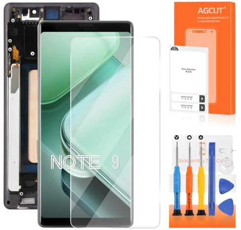 AGCUT Pantalla LCD para Samsung Galaxy Note 9 Galaxy Note 9 N960F N960U de 6,4 pulgadas, pantalla LCD, digitalizador, con kit de reparación (negro con marco, Incell)