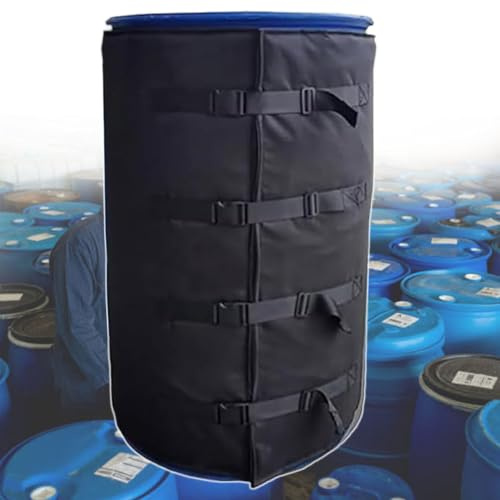 pealiritansemen 2000 W Metal Oil Drum Heater, 55 Gal Oil Drum Electric Heating Blanket, Barrel Heating Tape, 0-120℃ Adjustable Temperature, 0-24 Hours Timer Shutdown, Without Top Cover,Black