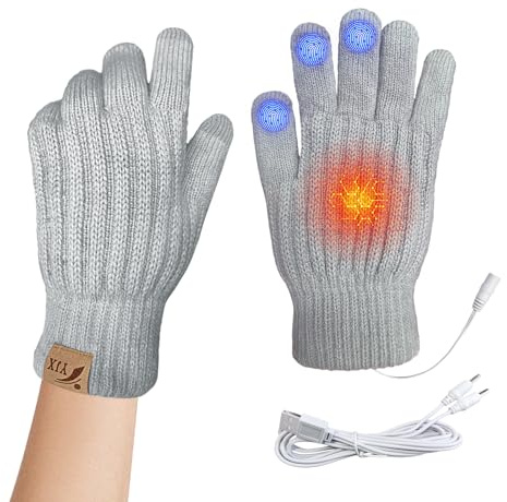 USB Heated Gloves for Men Women, Winter Heated Gloves Charging Knitted Hand Warmers Touchscreen Knitted Thermal Gloves for Laptop Gaming Typing Office Full Finger Winter Gift