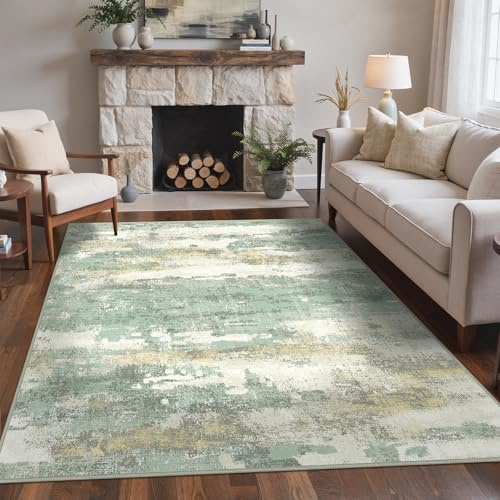 BEIMO Moderner Groß Wohnzimmer Teppich, Waschbar & rutschfest, 200x290 cm | Abstrakt Design, Großer Weicher Kurzflor Carpet, Rutschfest, Für Küche und Bettvorleger Schlafzimmer, Pflegeleicht