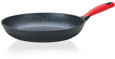 KHG Bratpfanne geschmiedetem Aluminium 32 cm, Antihaft, Hitzeisolierende | 3-lagige ILAG Antihaftbeschichtung, Für Induktion & alle Herdarten, Hitzeisolierende Griffe aus Silikon und leicht raue