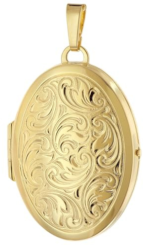 trendor Ovaler Medaillon-Anhänger Paisley Gold auf 925 Silber 31x23 mm | zeitlosesr Schmuck für Damen, elegantes Accessoire,