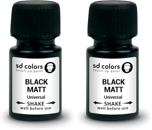 SD COLORS TOUCH UP PAINT UNIVERSAL MAT BLACK 15 ML for Repair Stone Chips Scratches Car Moto Bicycles Alloy wheels (Pack of 2)
