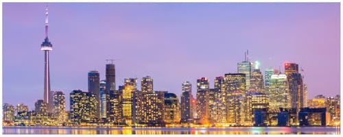 Wallario Küchenrückwand selbstklebend 115 x 50 cm, Motiv: Toronto Skyline - Kanada am Abend | Spritzschutz abwischbar & pflegeleicht
