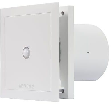 Airflow® QT100MST Extractor Fan with Motion Sensor 15-Mintues Overrun Timer - 100mm/4 Duct – German Made, 2-Speed Operation Upto 25 l/s, Quiet 25 dB, Energy Efficient 5/9W, 3-Year Warranty