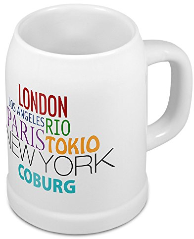 digital print Bierkrug mit Stadtnamen Coburg - Design Famous Citys in The World - Städte-Tasse, Becher, Maßkrug