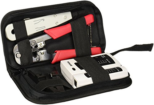 INTELLINET 4-teiliges Werkzeugset bestehend aus LAN-Tester LSA-Auflegewerkzeug Crimpzange und Abisolierwerkzeug