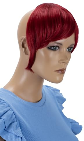 CAISHA Pony Clip In Extensions Stirnfransen Haarteil Haarverlängerung Intensivrot F11-2