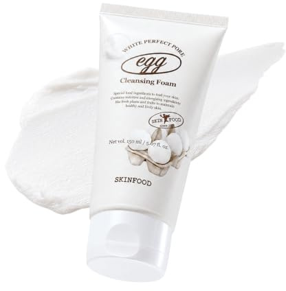 SKINFOOD Egg Perfect Pore Cleansing Foam 150ml - Egg Yolk, Albumin Contained Pore Refining Facial Foam Cleanser - Removes Impurities from Pores (5.07 fl.oz.)
