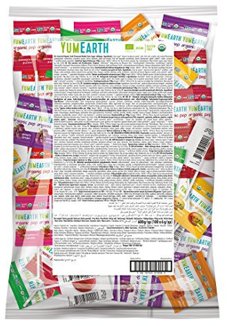 Yumearth - piruletas ecológicas bio de frutas 8 sabores: granada, sandía, fresa, cereza, melocotón, arándanos, manzana y mango - 100 unidades