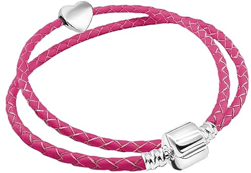 Charm Buddy Womens 35cm / 19cm Double Wrap Leather Starter Charm Bracelet with Heart Charm and Gift Box Birthday Gifts for Her Birthday Gifts for Women 18th 21st 30th 40th 50th 60th 70th