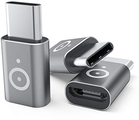 PAZZiMO USB C Adapter I Micro USB auf USB Type-C [3 Stück] zum Anschluss von Micro-USB Zubehör an Handy, Tablet, Laptop mit USB-C Buchse - Aluminium Gehäuse in Space Grau