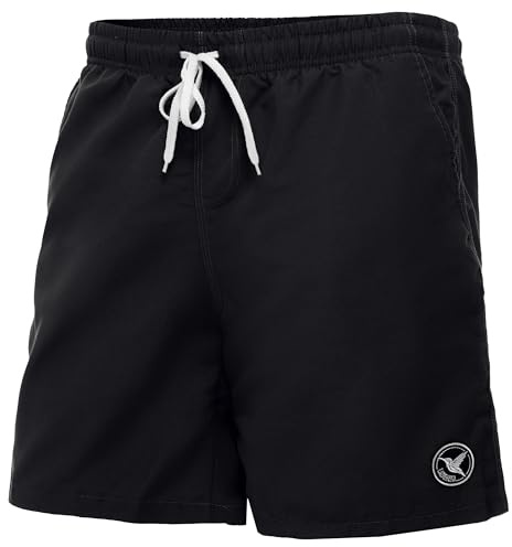 Ladeheid Short de Bain Homme, Séchage Rapide avec Filet Intérieur, Maillot de Bain Homme Piscine, Poches Latérales et Arrière, Ceinture Élastique avec Cordon Ajustable LA40-129 (Noir, M)