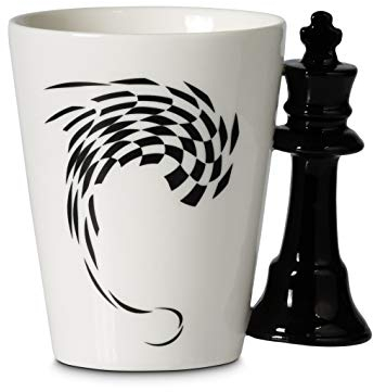 Froster Tazza di Scacchi - Re, Tazza di caffè in scatola nera, 350 ml, Regalo per Giocatori di Scacchi