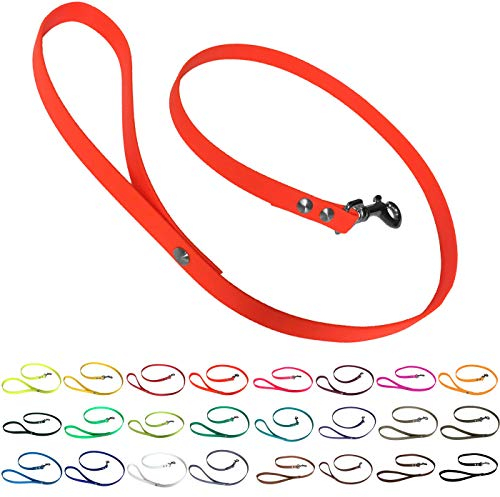 bio-leine Führleine Hundeleine mit Handschlaufe aus Biothane, 19mm breit, schmutz- und wasserabweisend, Leine für Hunde, 2,00 m Neonorange