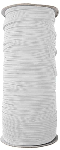 WedDecor White 4mm Flat Elastic Band for Sewing & Craft, 100 Metres Long Braided Elastic Band Stretch Strap Spool, Soft Smooth Finish Elastic Cord for Sewing, Knitting, Art & Craft, Clothing