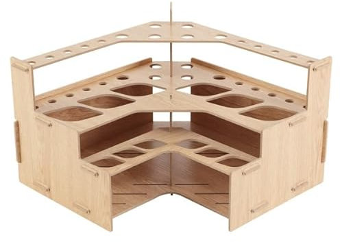 Mezzo Artist Paint and Brush Rack - Wood Grain Laminate Multi Layer Desk Stand Professional Storage Display Organizer for paintbrushes and Paint Tubes - Corner Rack