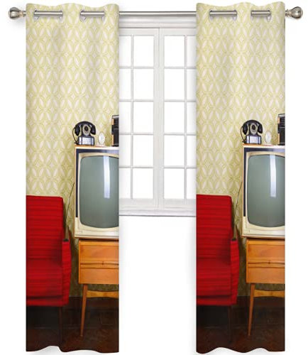 Vorhänge für TV und Sofa, mit Ösen, wärmeisoliert, für Wohnzimmer, Schlafzimmer, Dekoration, Fenster, Verdunklungsvorhänge, 274 x 244 cm, 2 Paneele