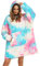YEPLINS - Pull à capuche avec robe, couverture, sweat à capuche en flanelle., Rose/bleu., taille unique grande taille extra tall