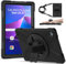 Gerutek Funda Anticaída para Lenovo Tab M10 Plus 3rd Gen 2023/2022, 10,6 Pulgadas, Carcasa Rugosa con Soporte Giratorio, Correa de Mano/Hombro, Funda para Lenovo Tab M10 Plus 3rd (TB-125F/128F), Negro