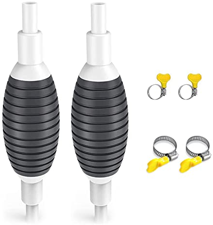 2 Stück 15mm Kraftstoff Handpumpe Umfüllpumpe Großer Durchfluss Kraftstofftransfer Manuelle Kraftstoffpumpe Pumpball für Auto Motorrad Benzin Diesel Universal Notpumpe mit zwei Größen Clips