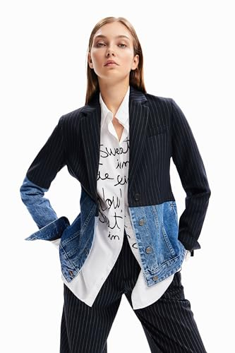 Desigual Ame_Chicago Blazer tissé pour Femme, Bleu, 38
