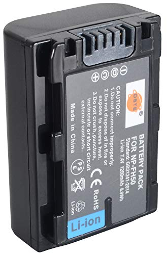 DSTE Batteria di ricambio compatibile con Sony NP-FH50 DSLR-A230 DSLR-A290 DSLR-A330 DSLR-A380 DSLR-A390 DSC-HX1 DSC-HX100V DSC-HX200V HDR-TG5V HDR-TG1E fotocamera digitale