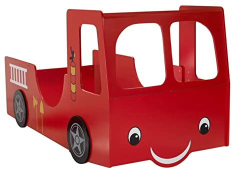 Home4You Kinderbett - Rot - 90 x 200 cm - Feuerwehrauto