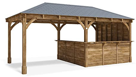 Dunster House Garden Bar 6 x 3 Metres Wooden Outdoor Pub Shed Gazebo Kiosk Counter Barzebo, 120mm Thick Robust Posts, Leviathan S