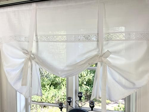 LillaBelle Raff Gardine LINA White 160 x 100 cm BxL(H) Spitze Weiß Shabby Chic