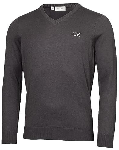 Calvin Klein Mens V-Neck Tour Golf Sweater - Steel Grey - XL