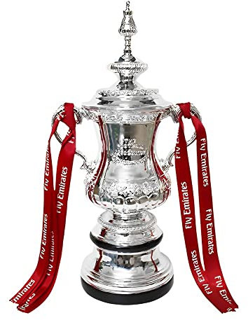 Résine Football Champions Trophée Modèle FA Cup Trophée Réplique Placage Argent Hommes et Femmes Fans Collectionner Décoration Souvenirs, 32cm