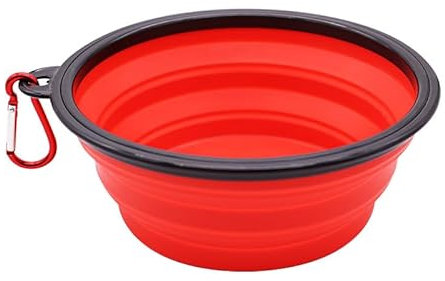 Gamelle pliable pour chien - Gamelle d'eau portable pour chiens et chats - Gamelle d'arrosage pliable pour voyage, camping, marche (rouge, 350 ml)