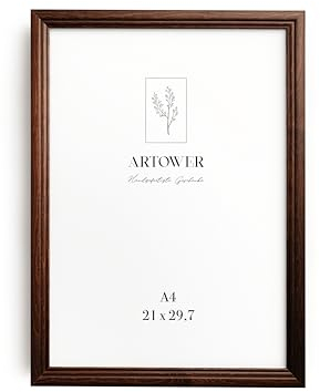 Artower® Bilderrahmen Vintage Braun Holz Rahmen für DIN A4 21 x 29,7 cm | Posterrahmen Groß Collage | Picture Frame Vintage Brown Wood 21x30 cm | Retro Schmal Bilderrahmen | Braun Poster Rahmen