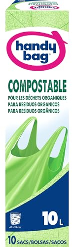 Handy Bag Bolsas de Basura 10L Compostables, Biodegradables, Resistentes, 10 Bolsas