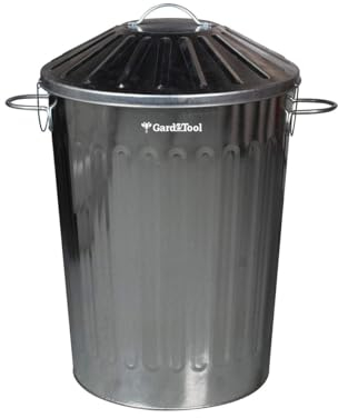 GARD N TOOL Small Medium Large Extra Large Galvanised Steel Metal Dustbin Kitchen House Garden Storage Unit Bin ([ 90L Metal Bin ])