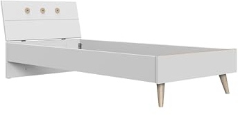 möbelando Bett >Billund< in weiß/Eiche Sägerau - 96x79x215cm (BxHxT)