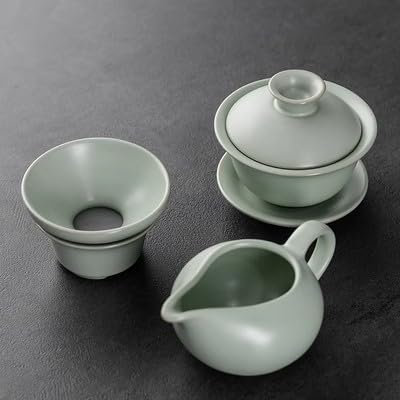 JJoias Ensemble De Thé En Céramique Kungfu, Bol/Tasse/Tasse/Filtre Avec Soucoupe Et Couvercle, Ensemble De Thé Chinois,Set